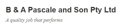 Logo of B & A Pascale & Son Pty. Ltd.