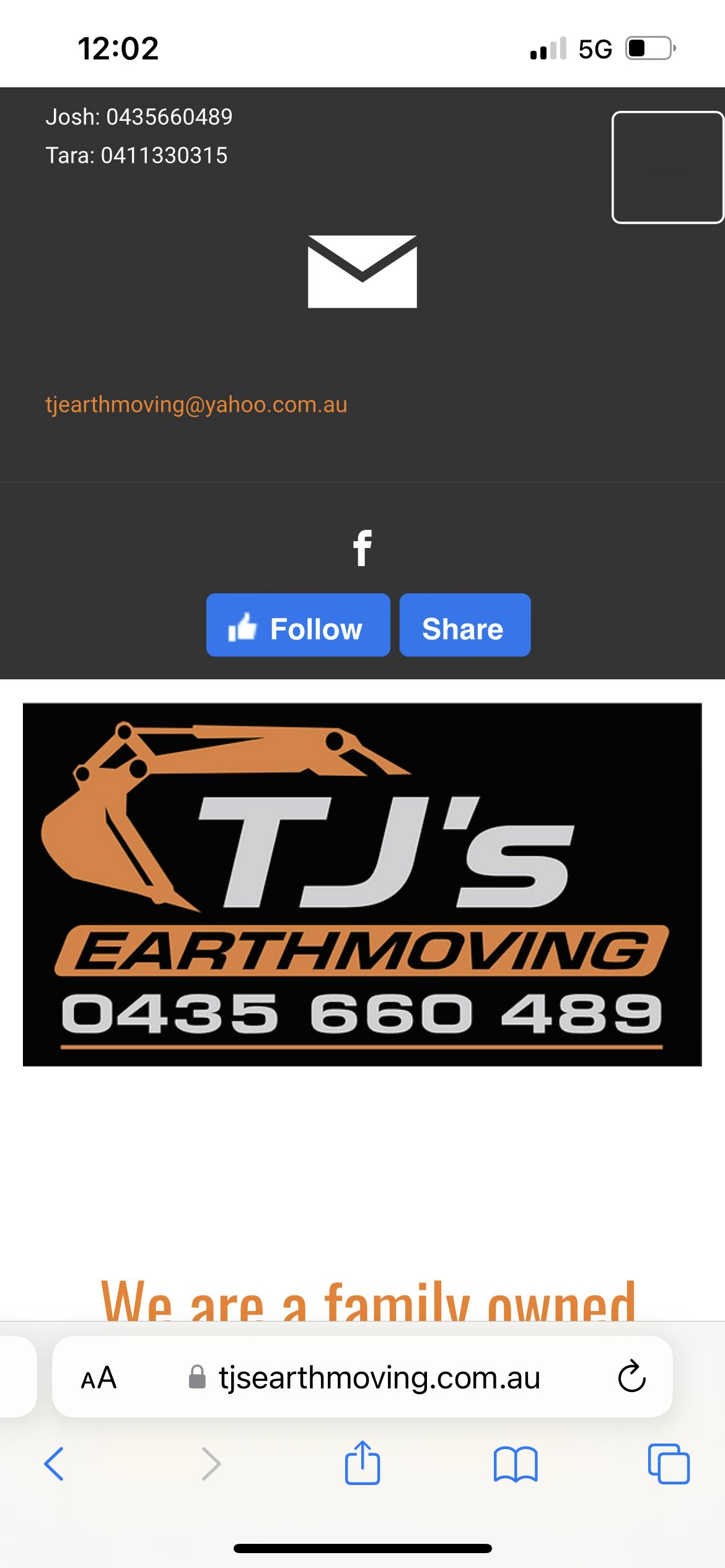 Logo of TJ’s earthmoving