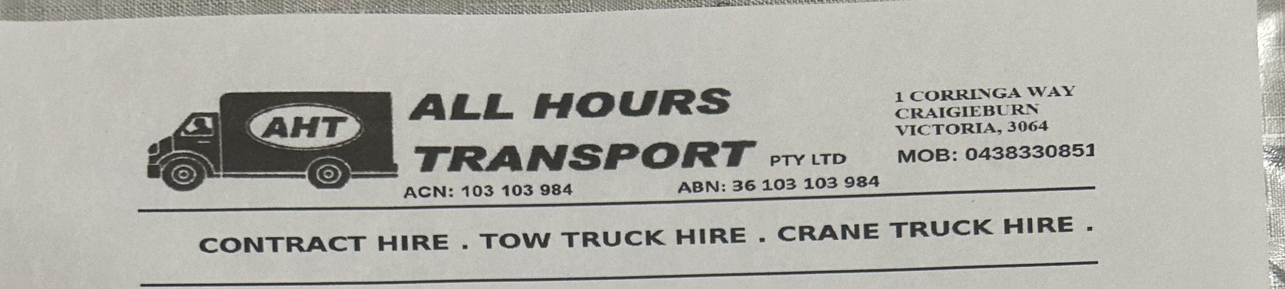 Logo of All Hours Transport pty ltd